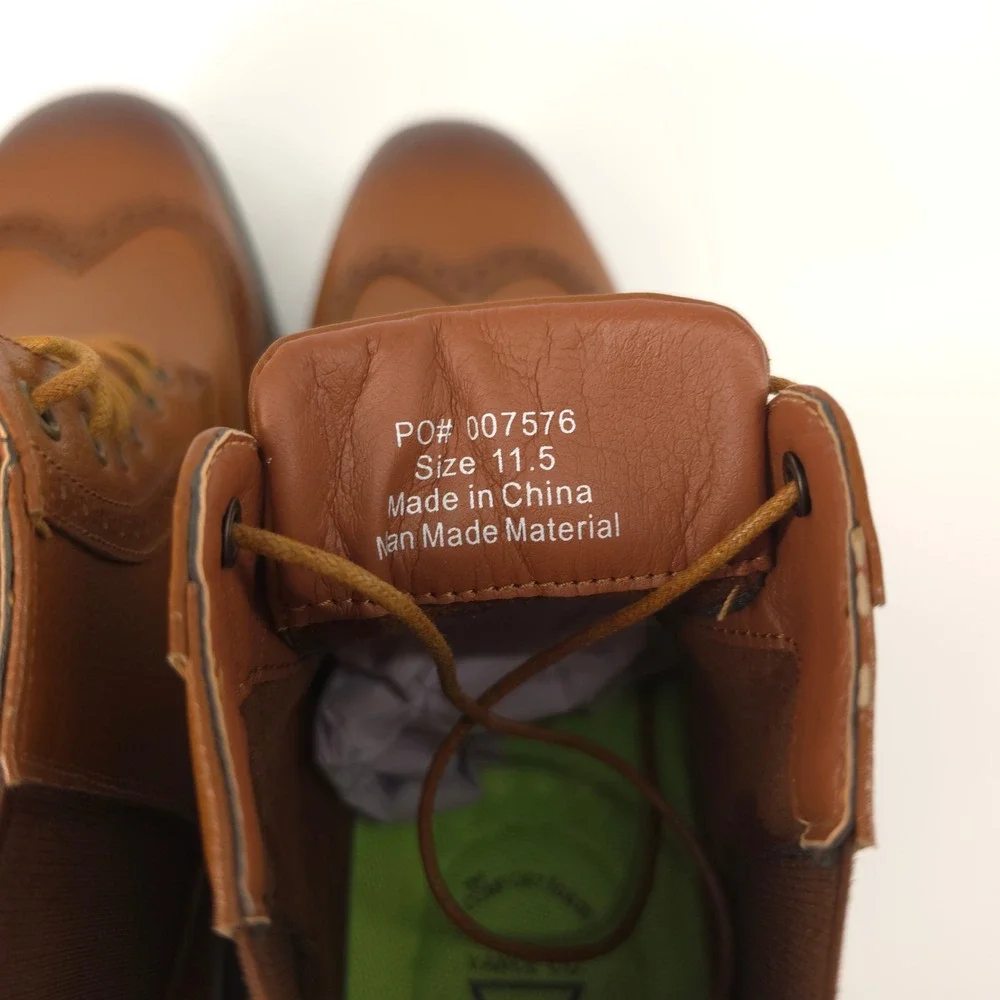 Vance Co Mens Bowman Boot Vegan Leather Brown size 11.5 Wingtip  Ankle Boot NWOB